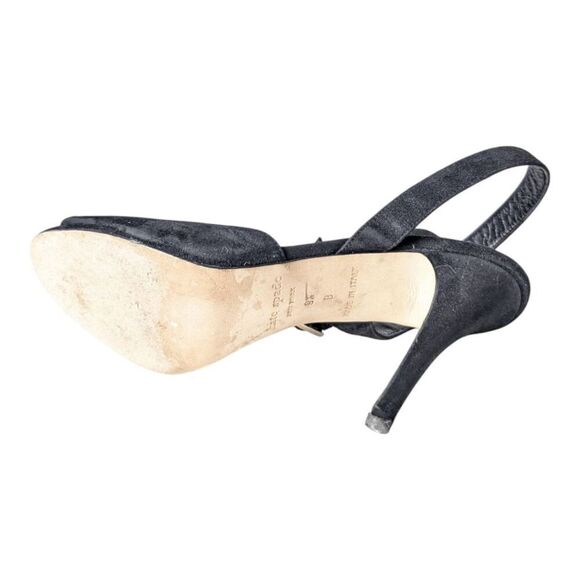 KATE SPADE NEW YORK Strappy Black Suede Peep Toe Heeled Sandals Size 8.5 - Picture 7 of 7